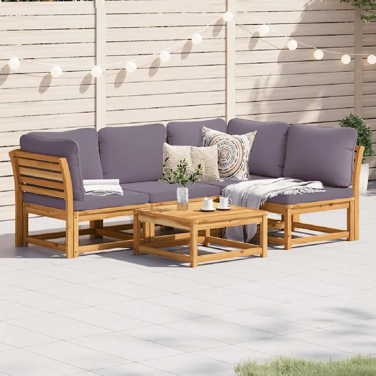 VIDAXL Salon jardin bois acacia solide 5 pièces