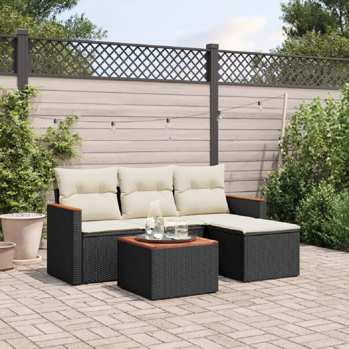 vidaXL Salon de jardin 5 pcs Résine tressée - vue 4