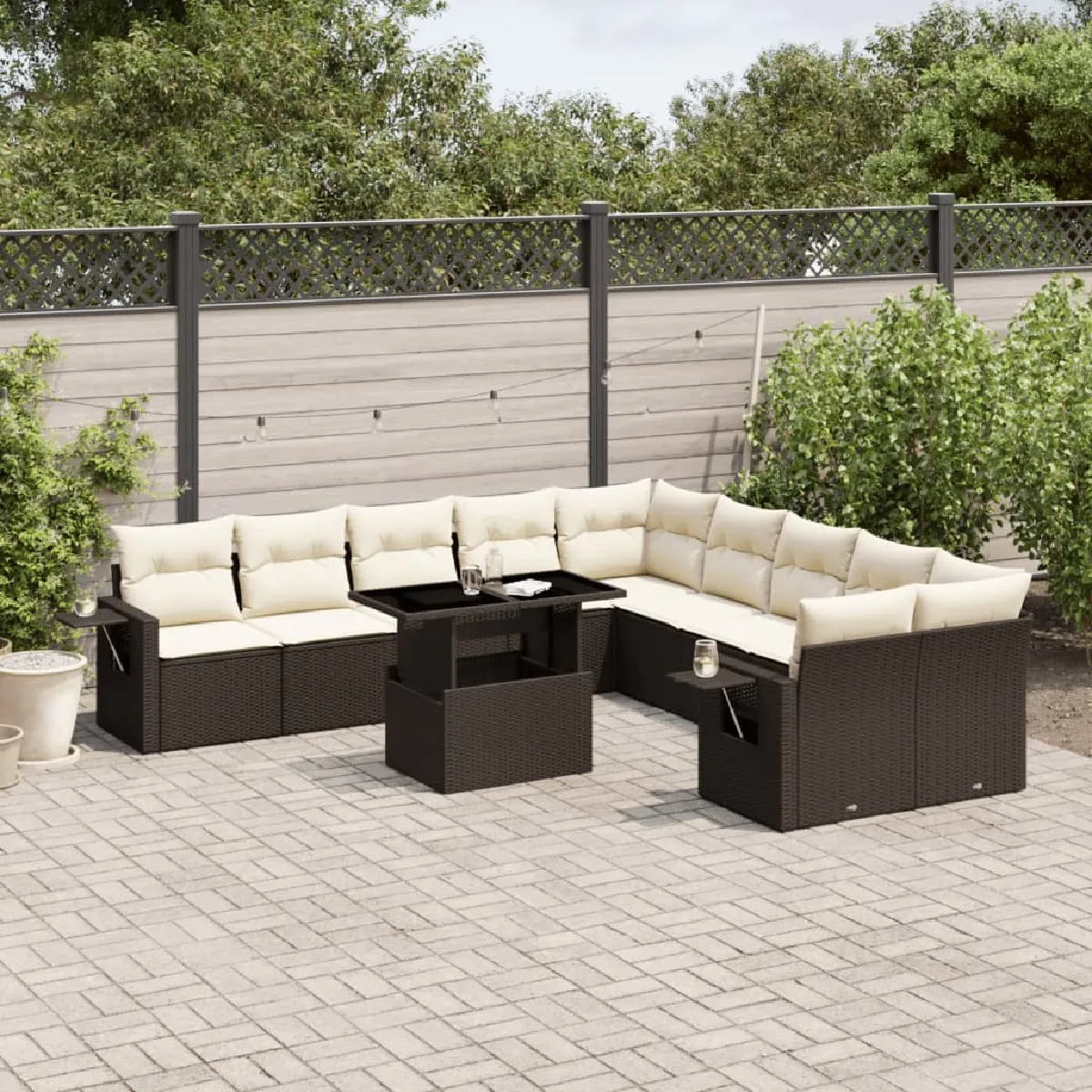 VIDAXL Salon de jardin avec coussins 11 pcs - vue 7