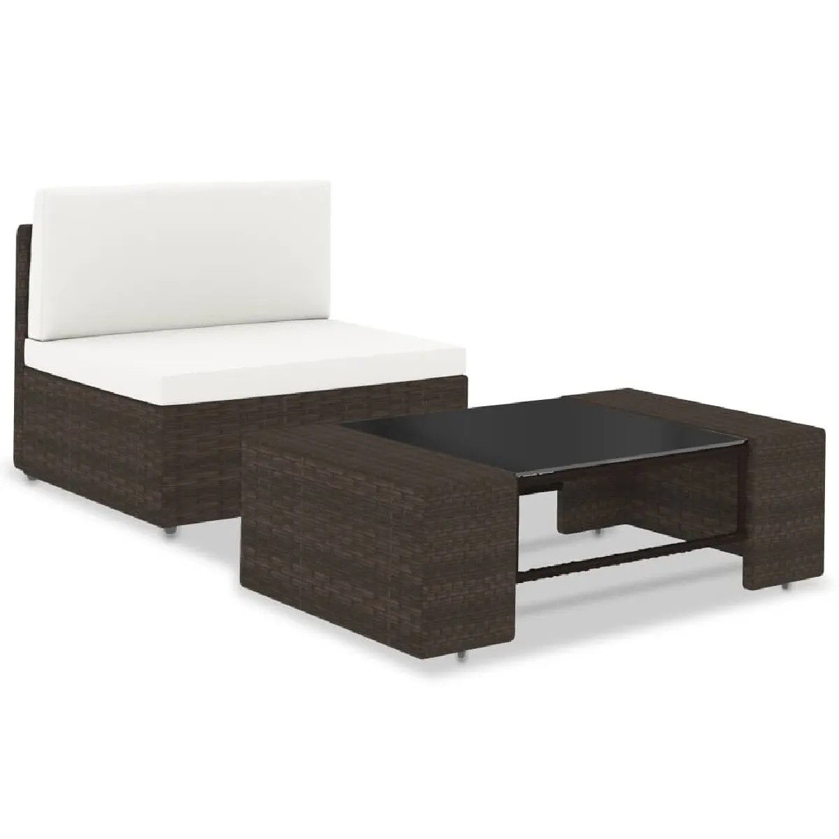 VIDAXL  Salon de jardin 2 pcs - R&eacute;sine tress&eacute;e marron