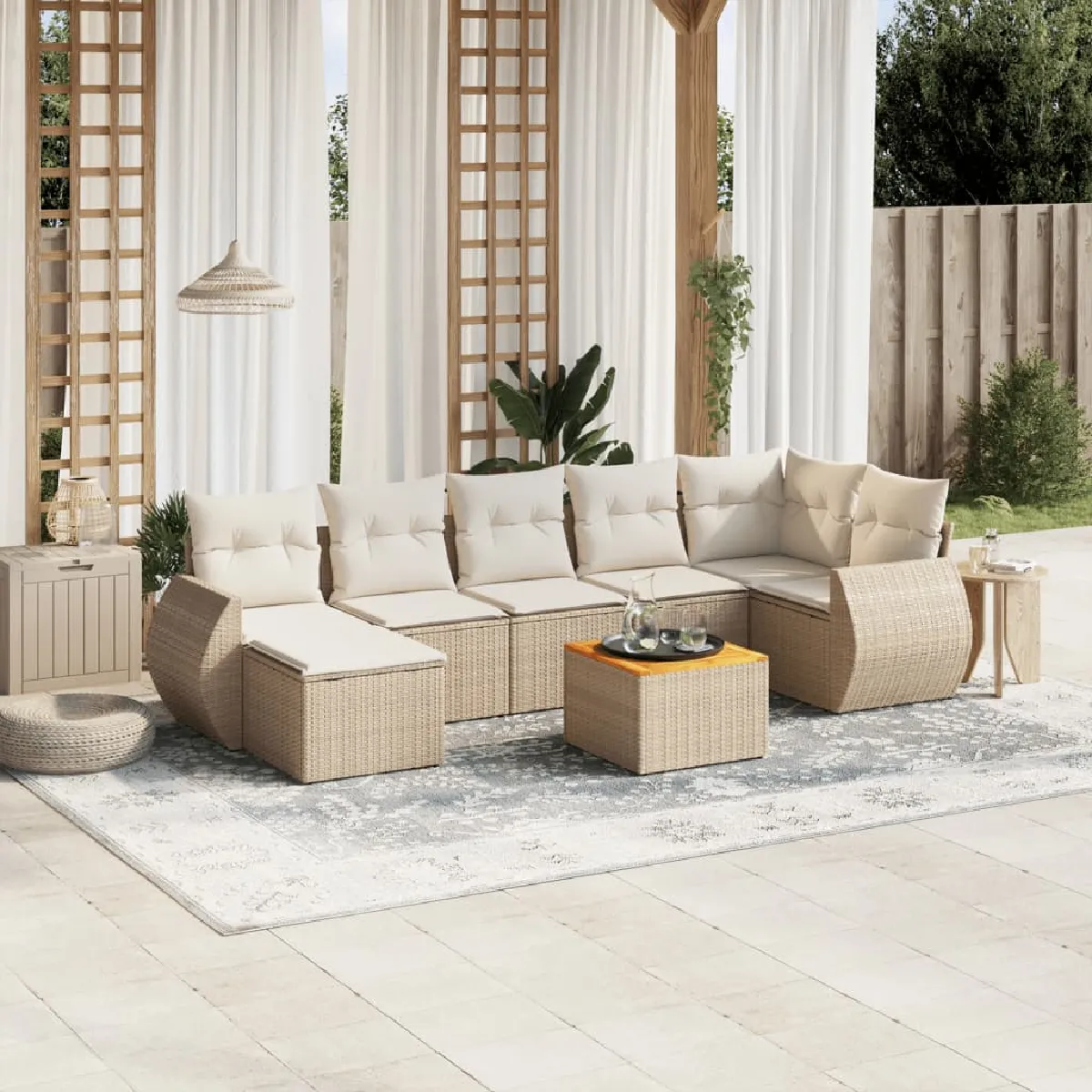 Salon de jardin vidaXL 8 pcs résine tressée - vue 2