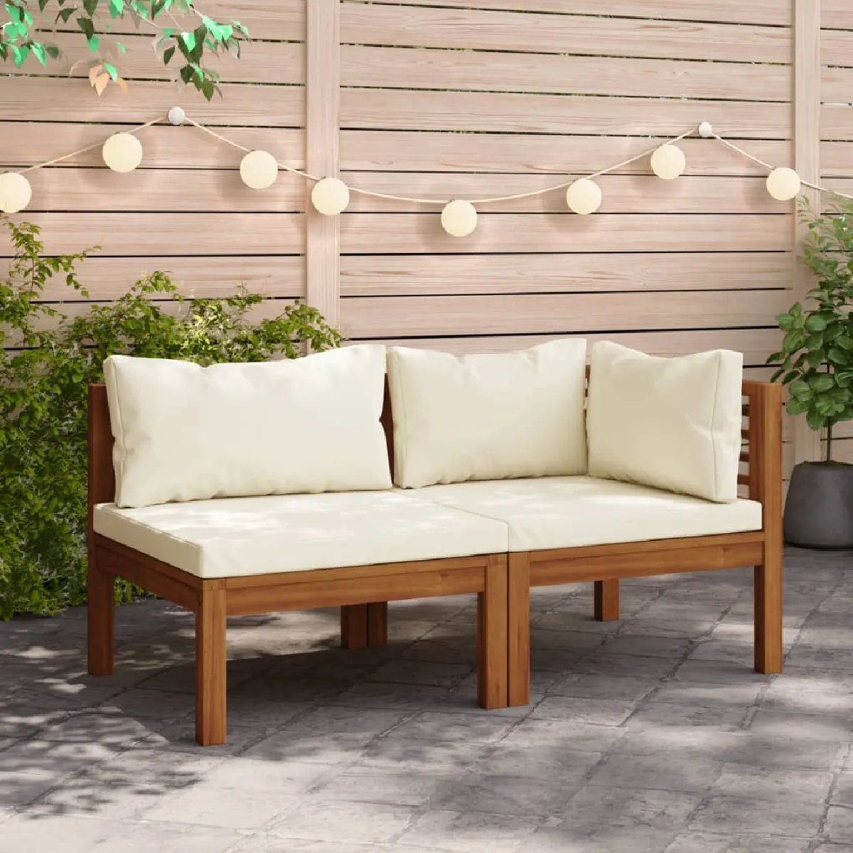 vidaXL Ensemble de canapés 2 pcs crème - vue 2