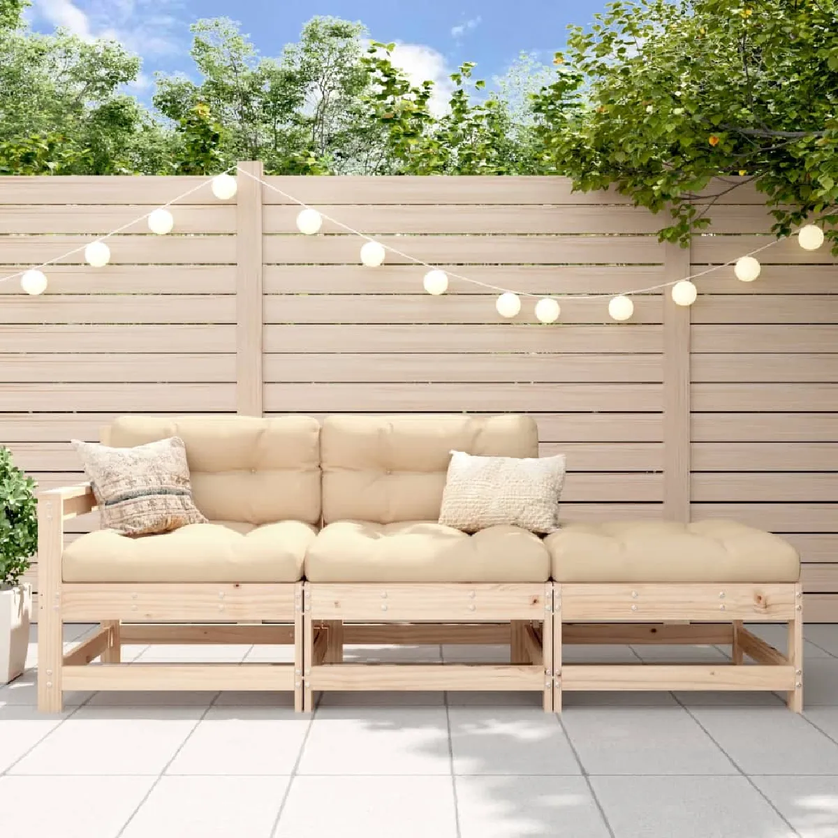 vidaXL Salon de jardin 3 pcs Bois massif de pin - vue 3