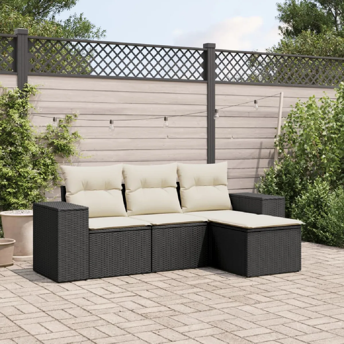 Vidaxl Noir Salon De Jardin - 4 Pcs