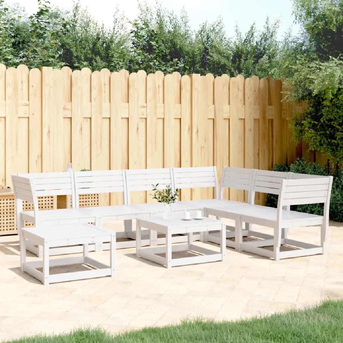 vidaXL Salon de jardin 7 pcs Bois de pin - vue 9