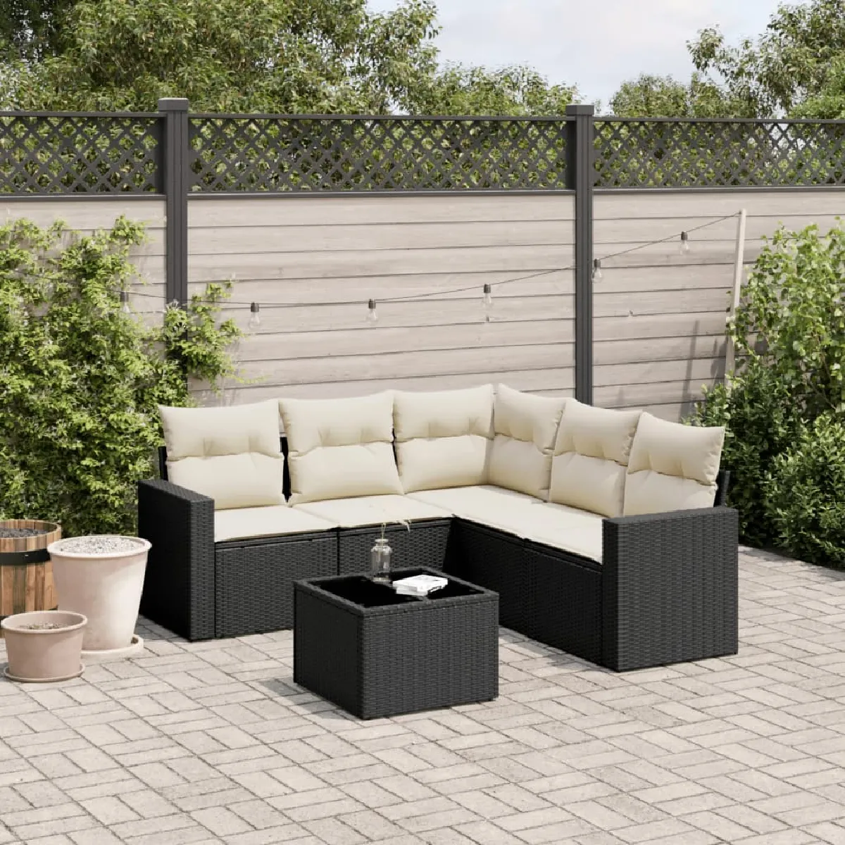 Salon de jardin vidaXL 6 pcs résine tressée - vue 10
