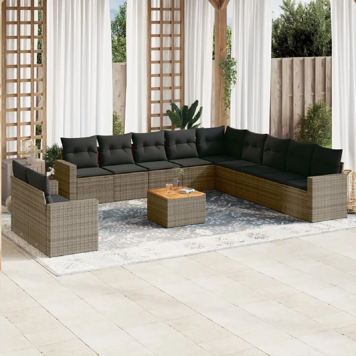 VIDAXL  Salon de jardin 12 pcs - Gris