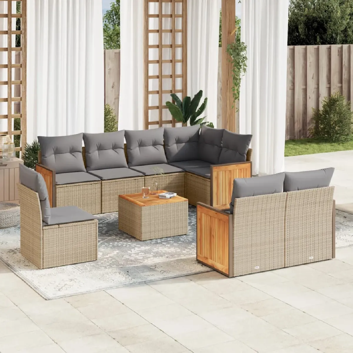vidaXL Salon de jardin 9 pcs résine - vue 3