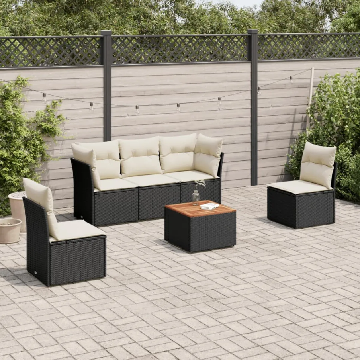 Salon de jardin 6 pcs - Noir