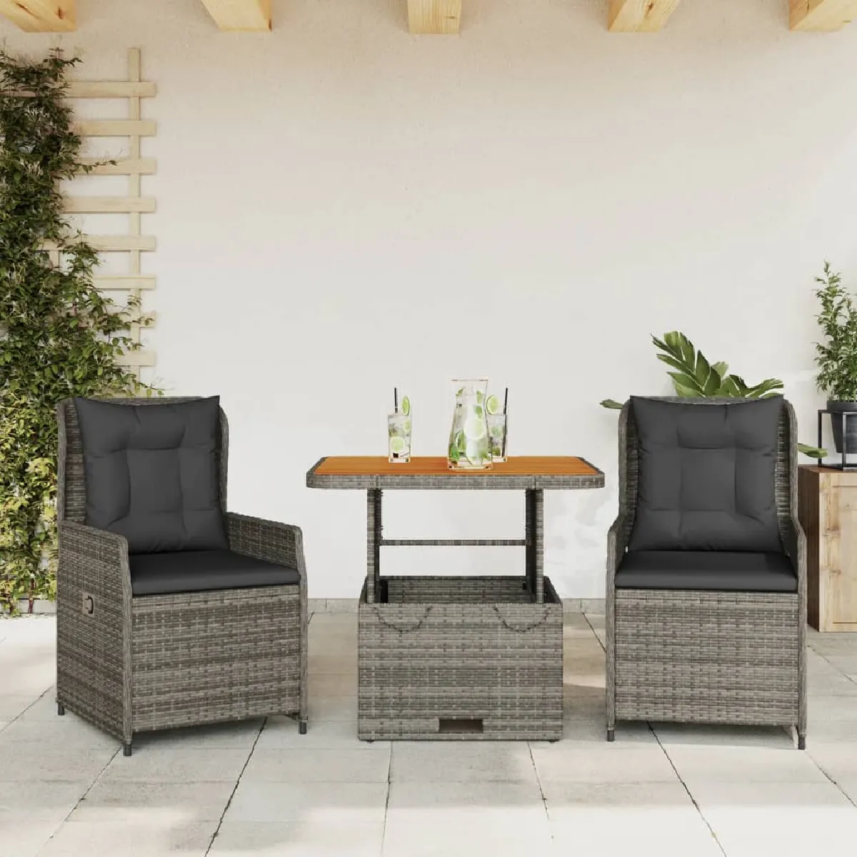VidaXL Ensemble de bistro 3 pcs Résine tressée - vue 10