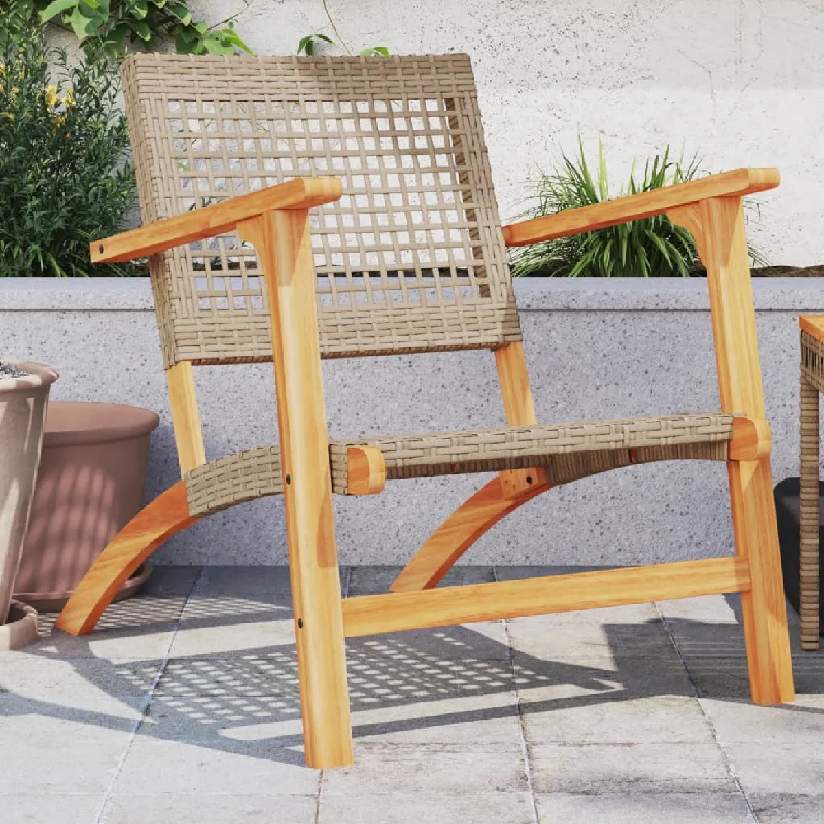 vidaXL Chaises de jardin lot de 2 résine tressée bois dâ€™acacia
