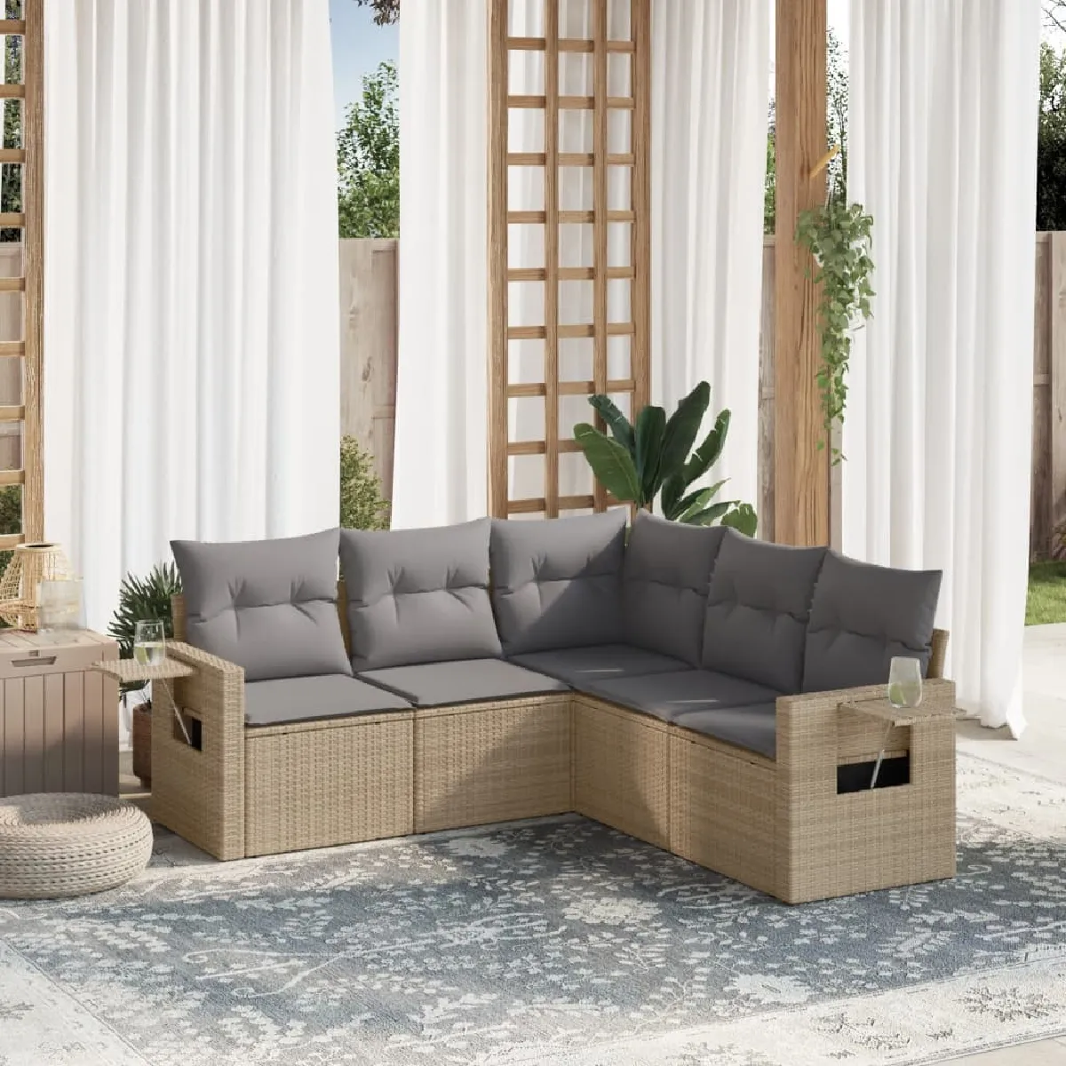 VIDAXL Salon de jardin avec coussins 5 pcs - vue 10
