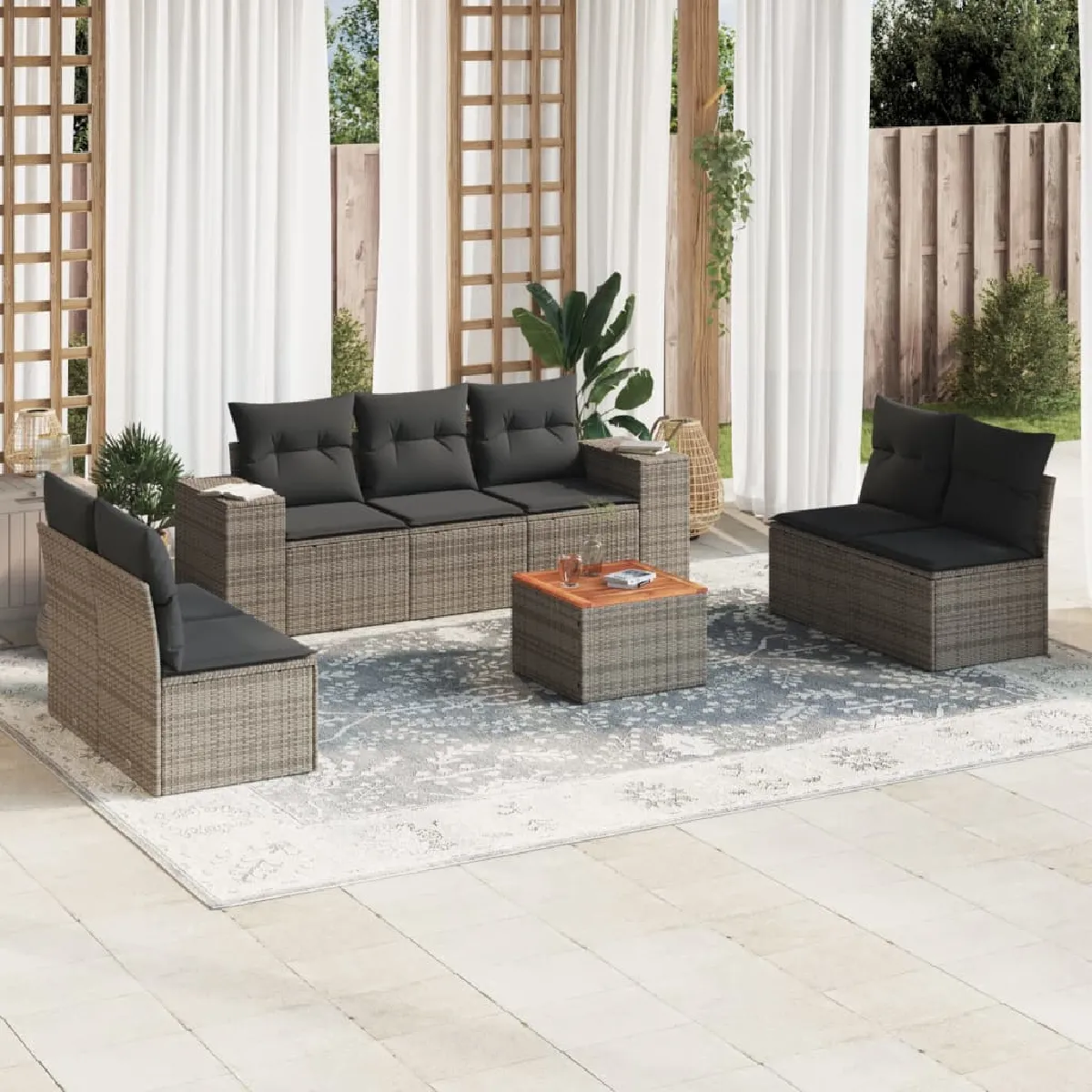 Salon de jardin vidaXL 8 pcs résine tressée - vue 3