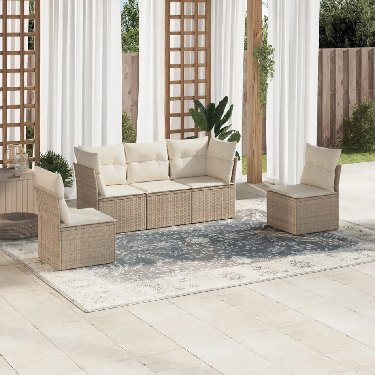 vidaXL Salon de jardin 6 pcs avec coussins Résine tressée ensemble de canapés d'extérieur canapé d'angle de jardin 3308162 - vue 3