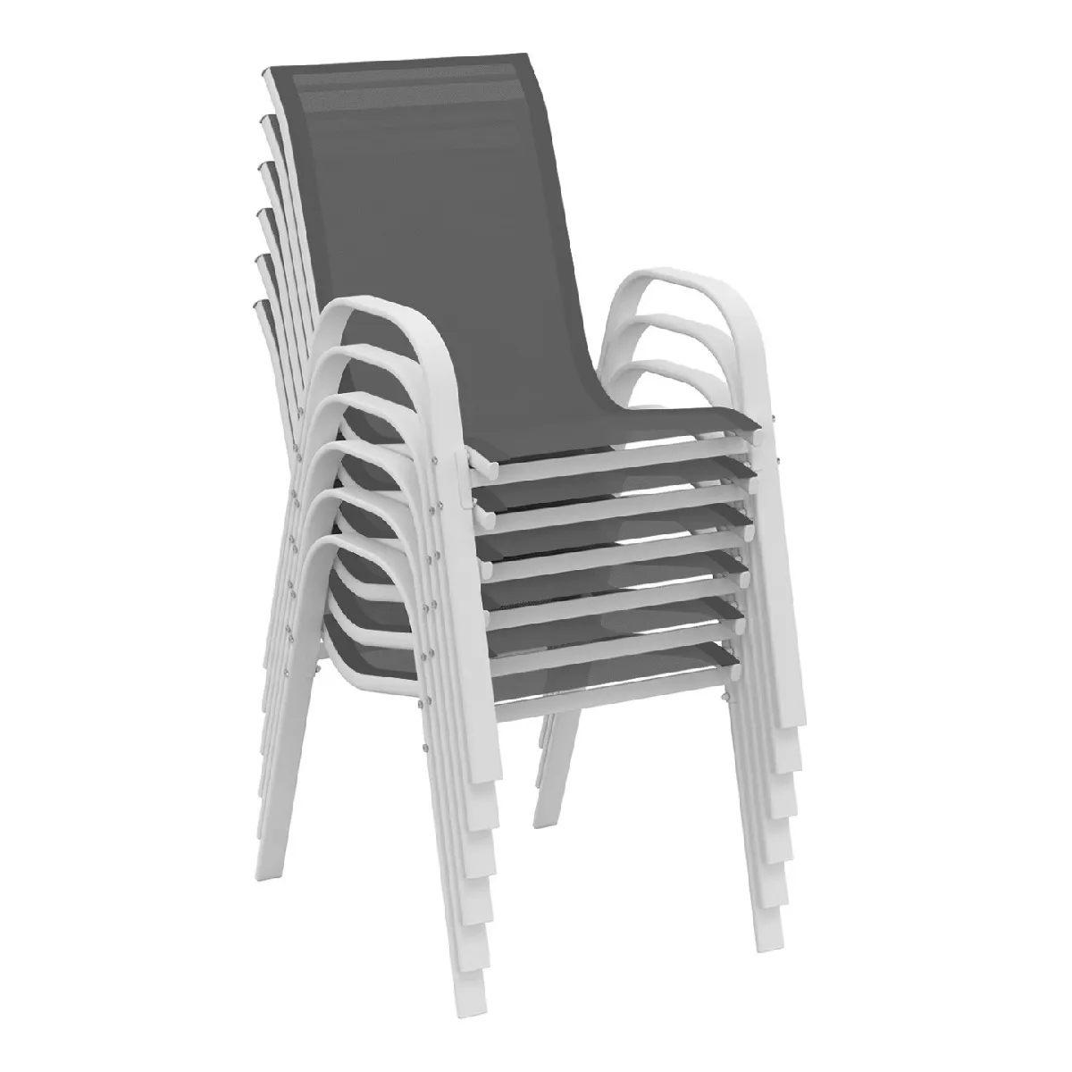Salon de jardin table et chaises 8 places blanc et beige - MADRID | ID Market