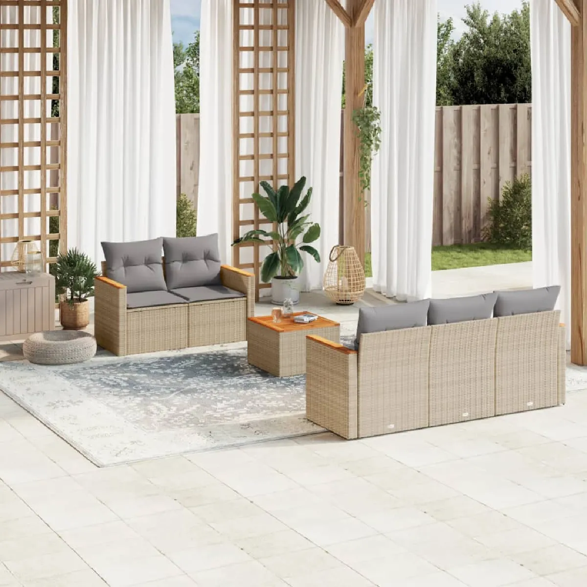 vidaXL Salon de jardin 6 pcs Mélange - vue 5