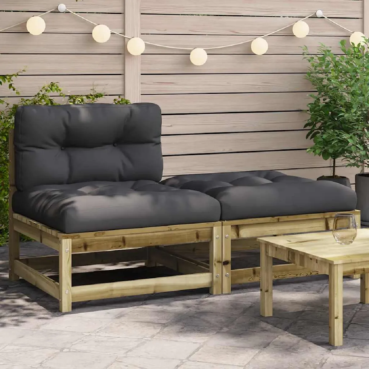 VIDAXL Canapé jardin sans accoudoirs Pin massif - vue 2