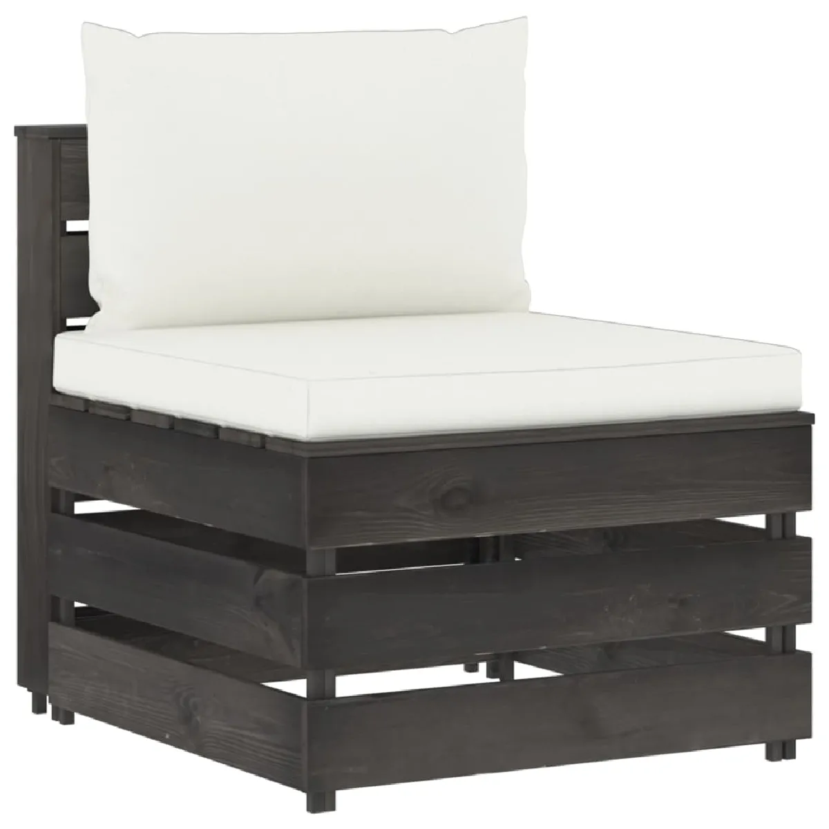 Canapé central palette de jardin bois de pin imprégné avec coussin - vue 8
