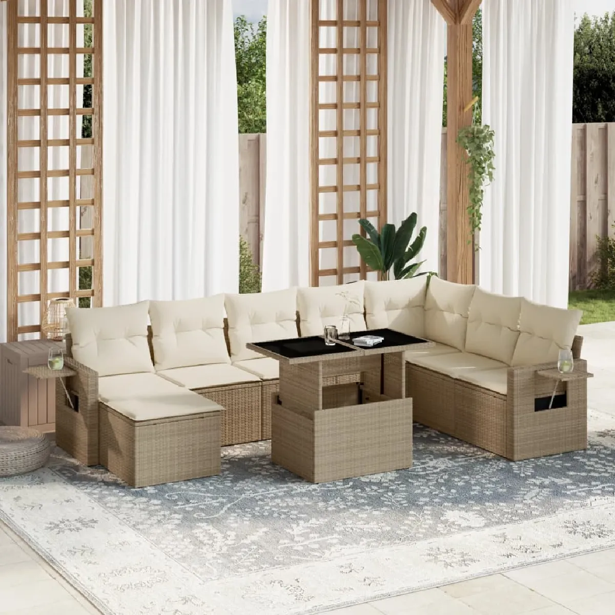 VIDAXL Salon jardin modulaire 9 pcs résine tressée - vue 7