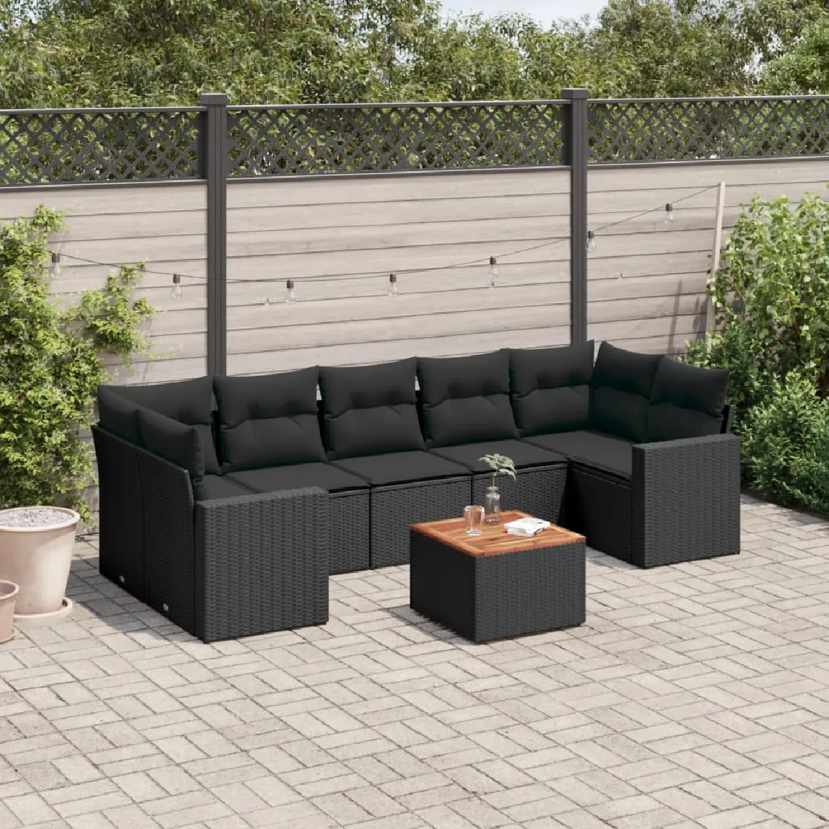 Salon de jardin vidaXL 8 pcs résine tressée - vue 8