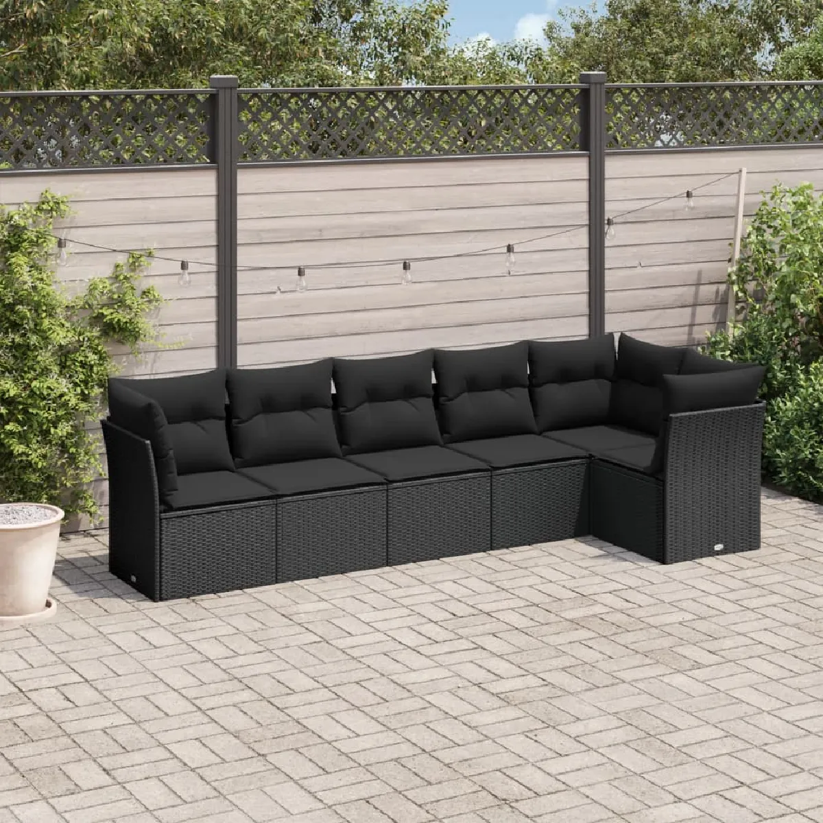 Salon de jardin vidaXL 6 pcs - Noir résine tressée
