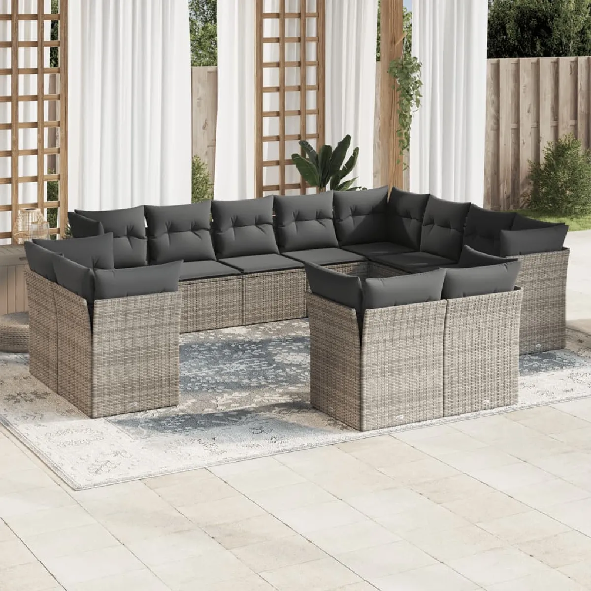 VIDAXL  Salon de jardin 12 pcs - Gris