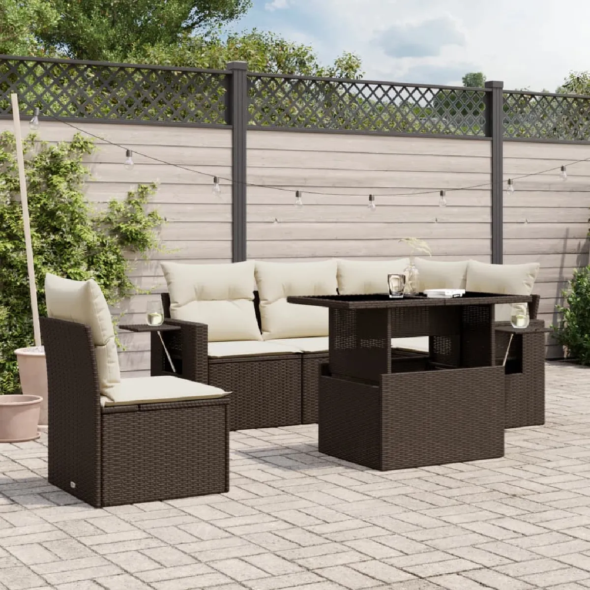 Non Communiqué Marron Salon De Jardin Modulable Vidaxl Resine Tressee 6 Pieces 62 X 62 X 69 Cm - Image 3
