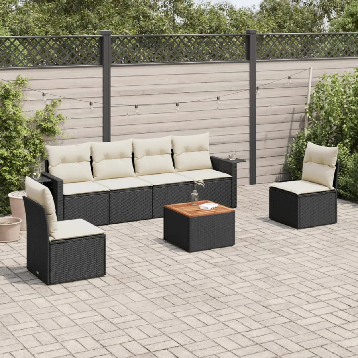 vidaXL Salon de jardin 7 pcs avec coussins - vue 2