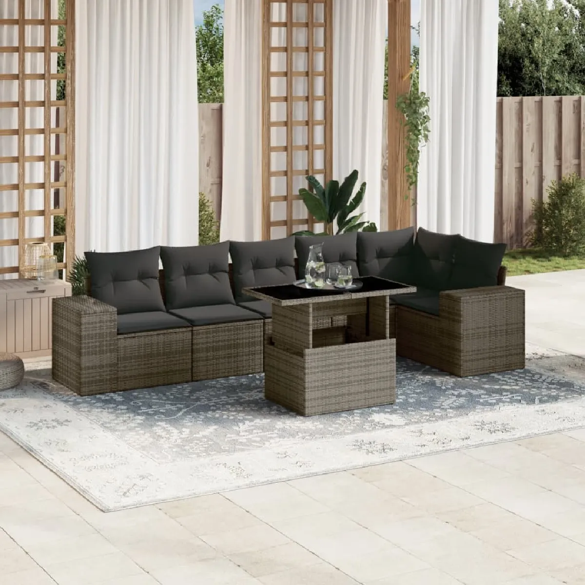 vidaXL Salon de jardin Résine tressée 7 pcs - vue 3