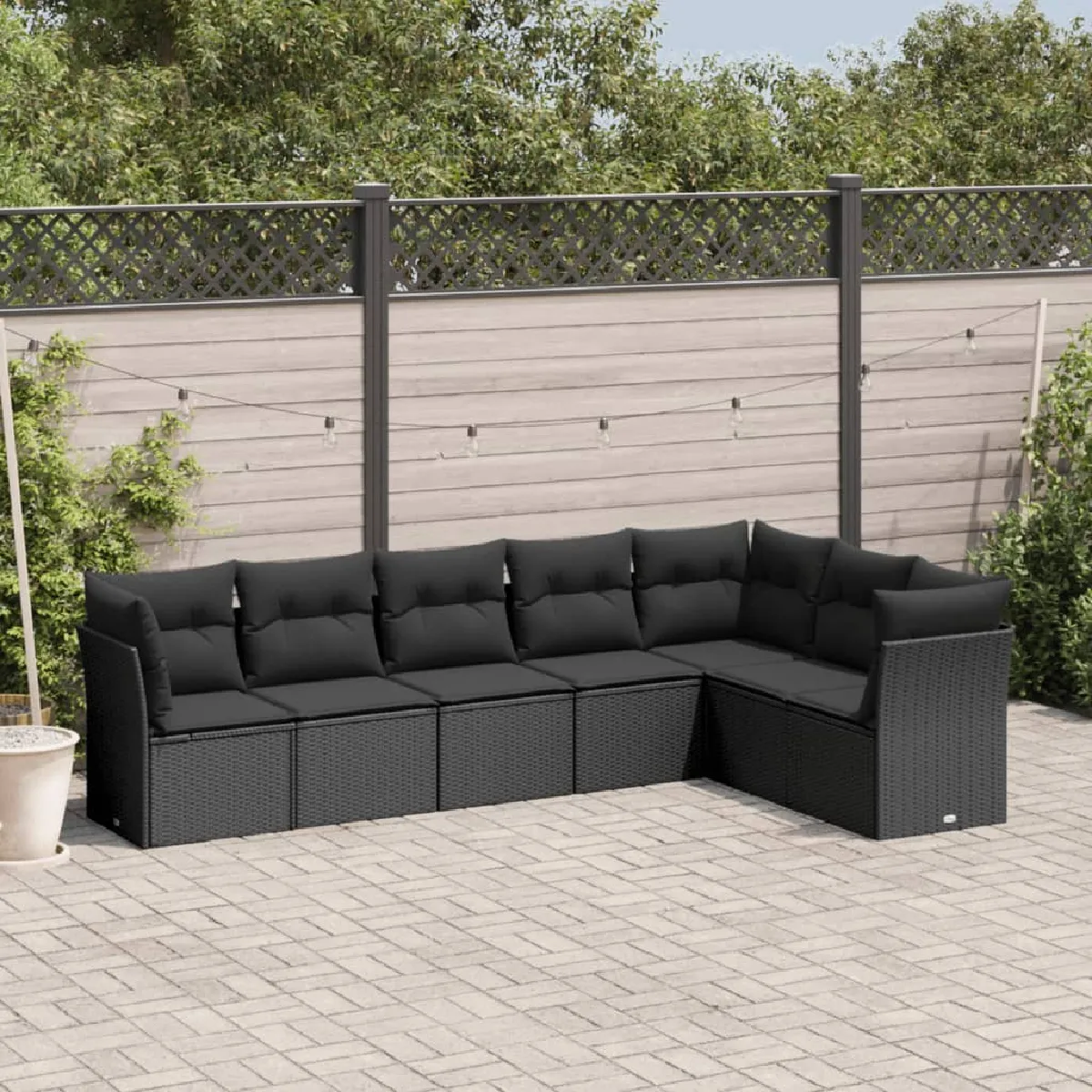 vidaXL Ensemble Salon de Jardin 7 pcs Résine Tressée - vue 6
