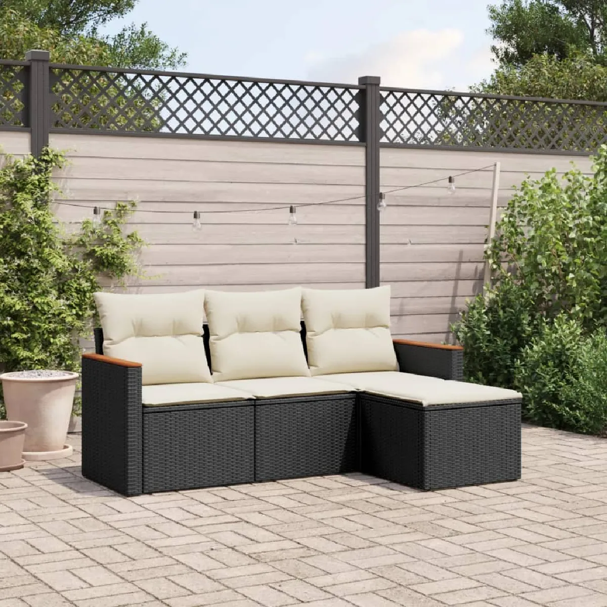VIDAXL - Salon de Jardin - 4 pièces - Noir - Image 3