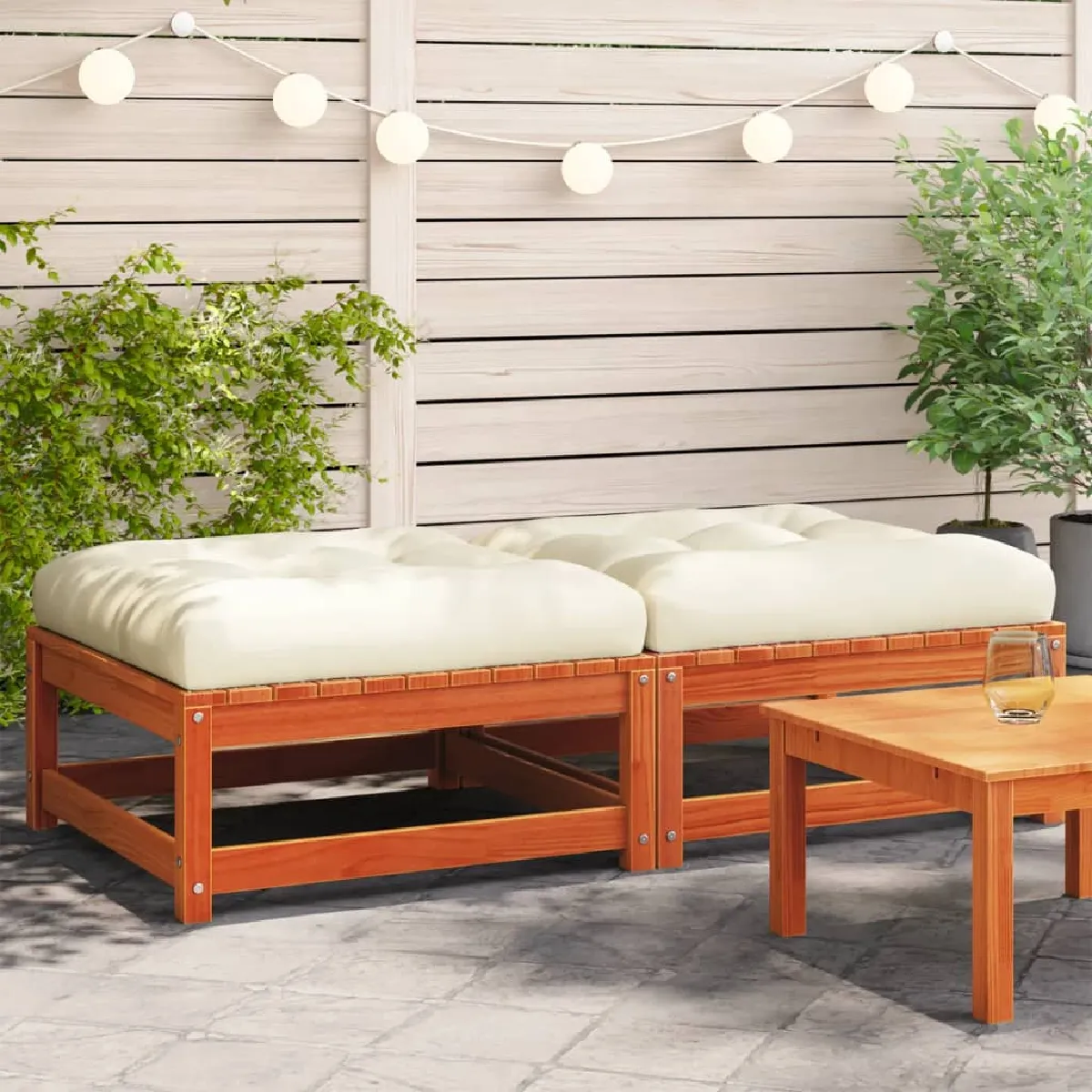 Vidaxl Repose-Pieds Jardin - Crème
