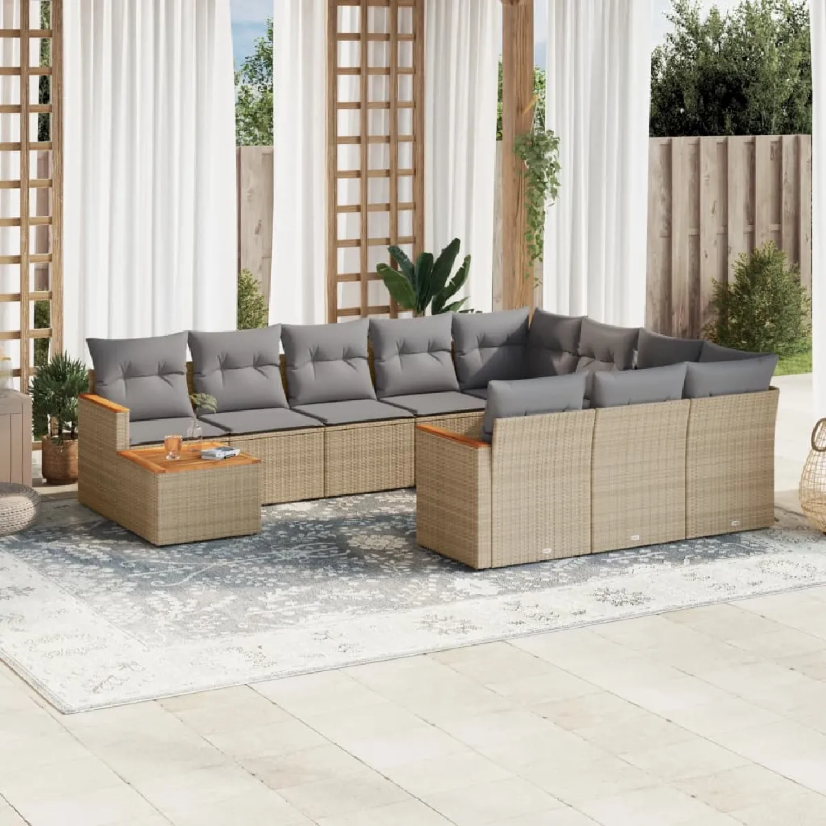 VIDAXL  Salon de jardin 11 pi&egrave;ces - Beige