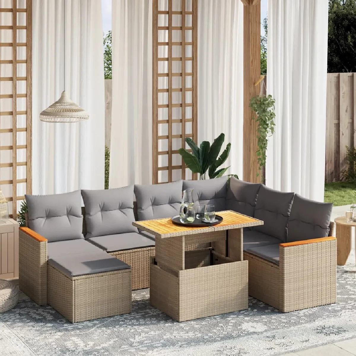 vidaXL Salon de jardin 8pcs résine tressée - vue 5