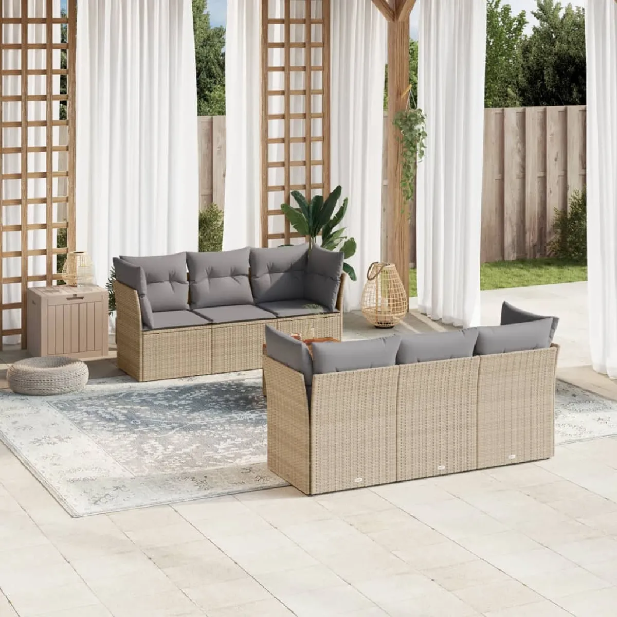 vidaXL Salon de jardin avec coussins 7 pcs Mélange