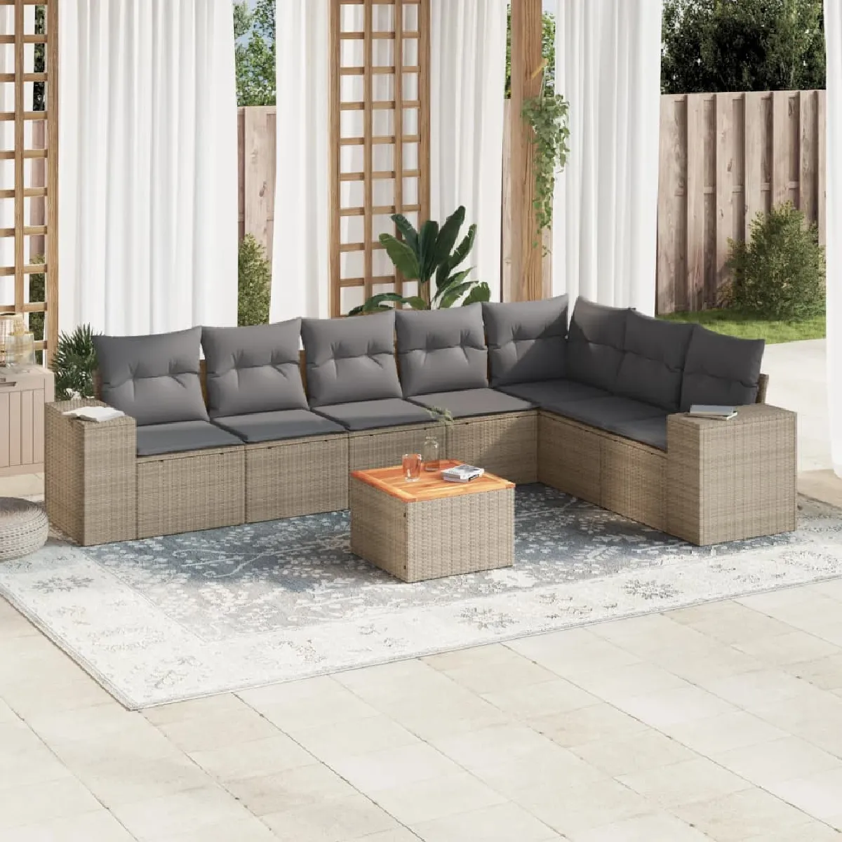 vidaXL Ensemble de jardin 8 pcs Résine tressée - vue 3