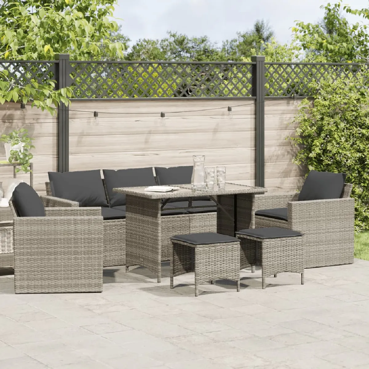 Salon de jardin vidaXL 6 pcs avec coussins - vue 2
