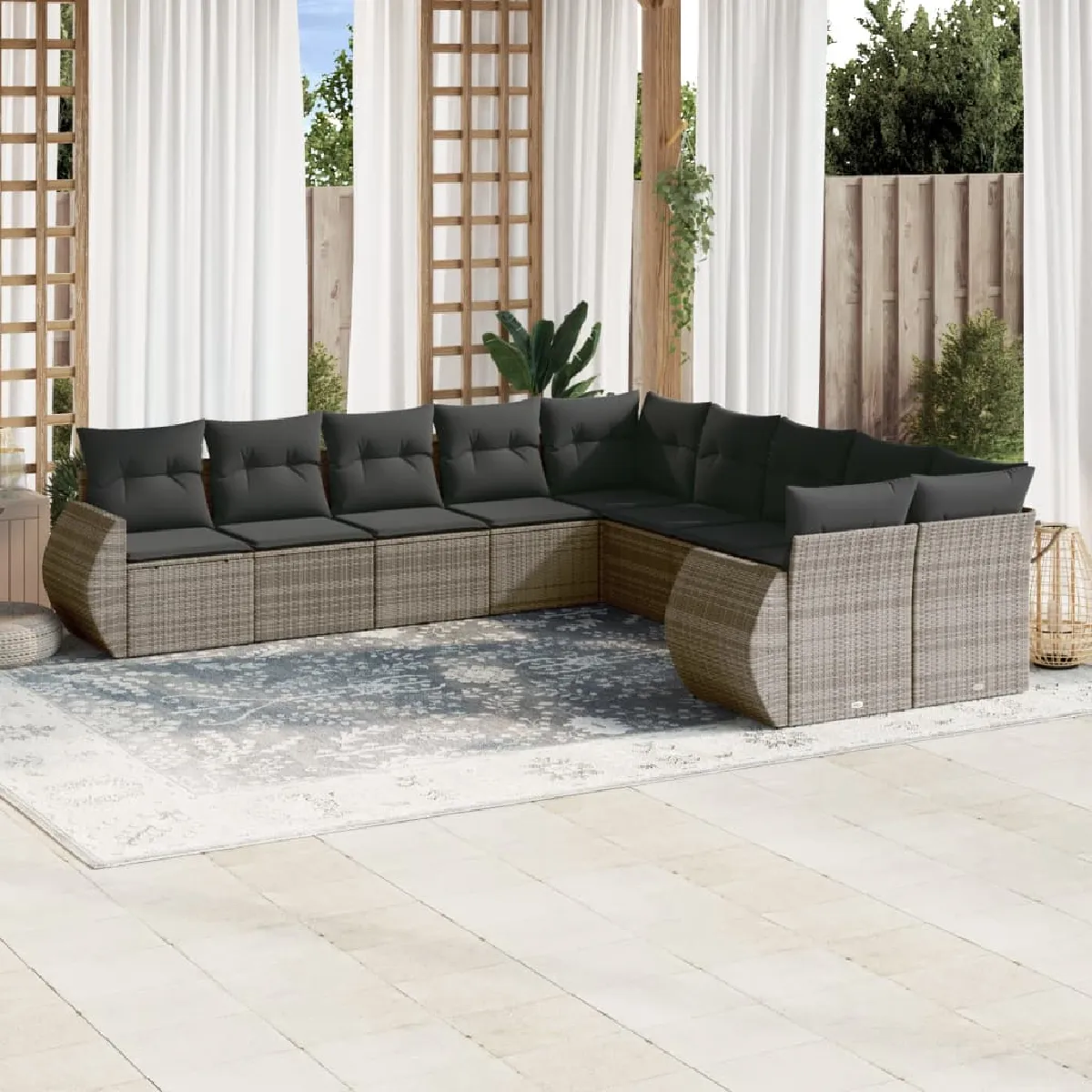 Non Communiqué Gris Salon De Jardin Modulable Vidaxl 10 Pieces 10 Personnes 62 X 62 X 69 Cm Resine Tressee - Image 2