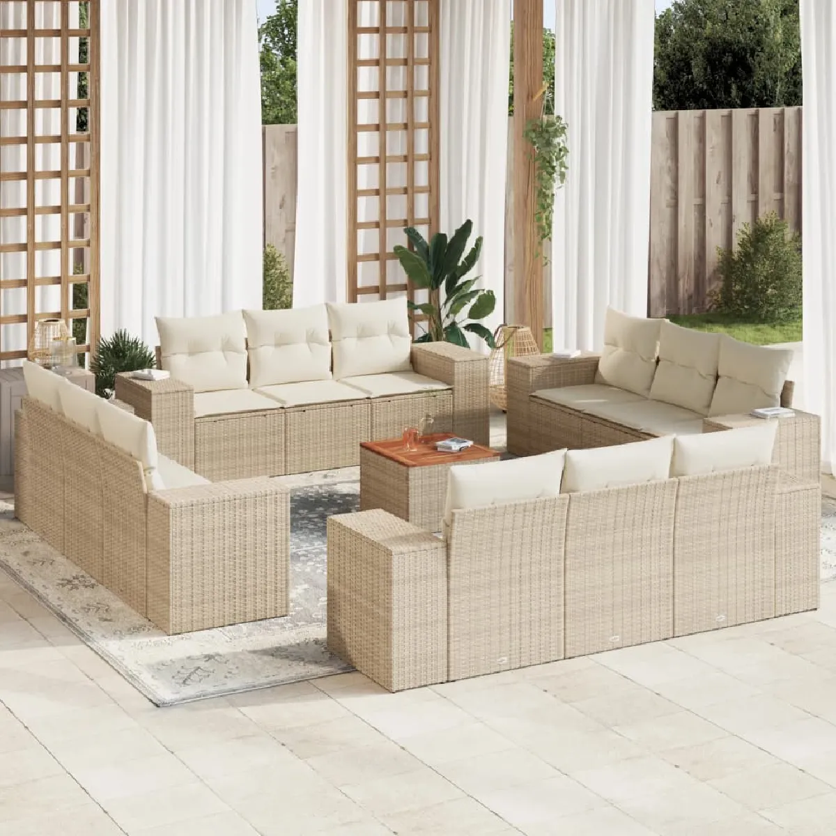 VIDAXL  Salon de jardin 13 pcs - Beige