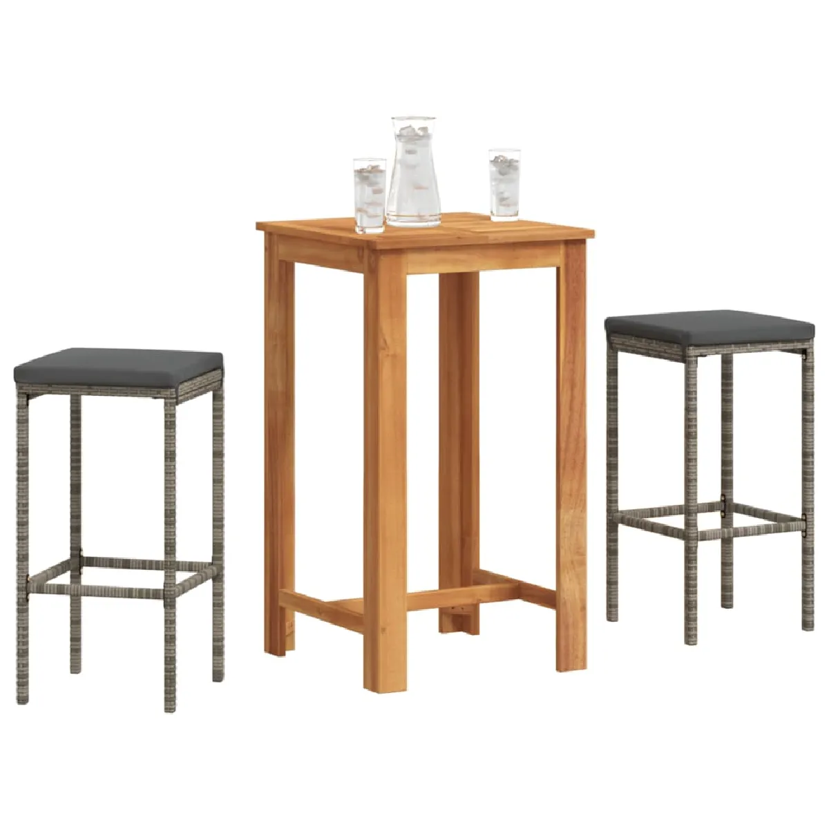 vidaXL Ensemble de bar de jardin 3 pcs - Gris