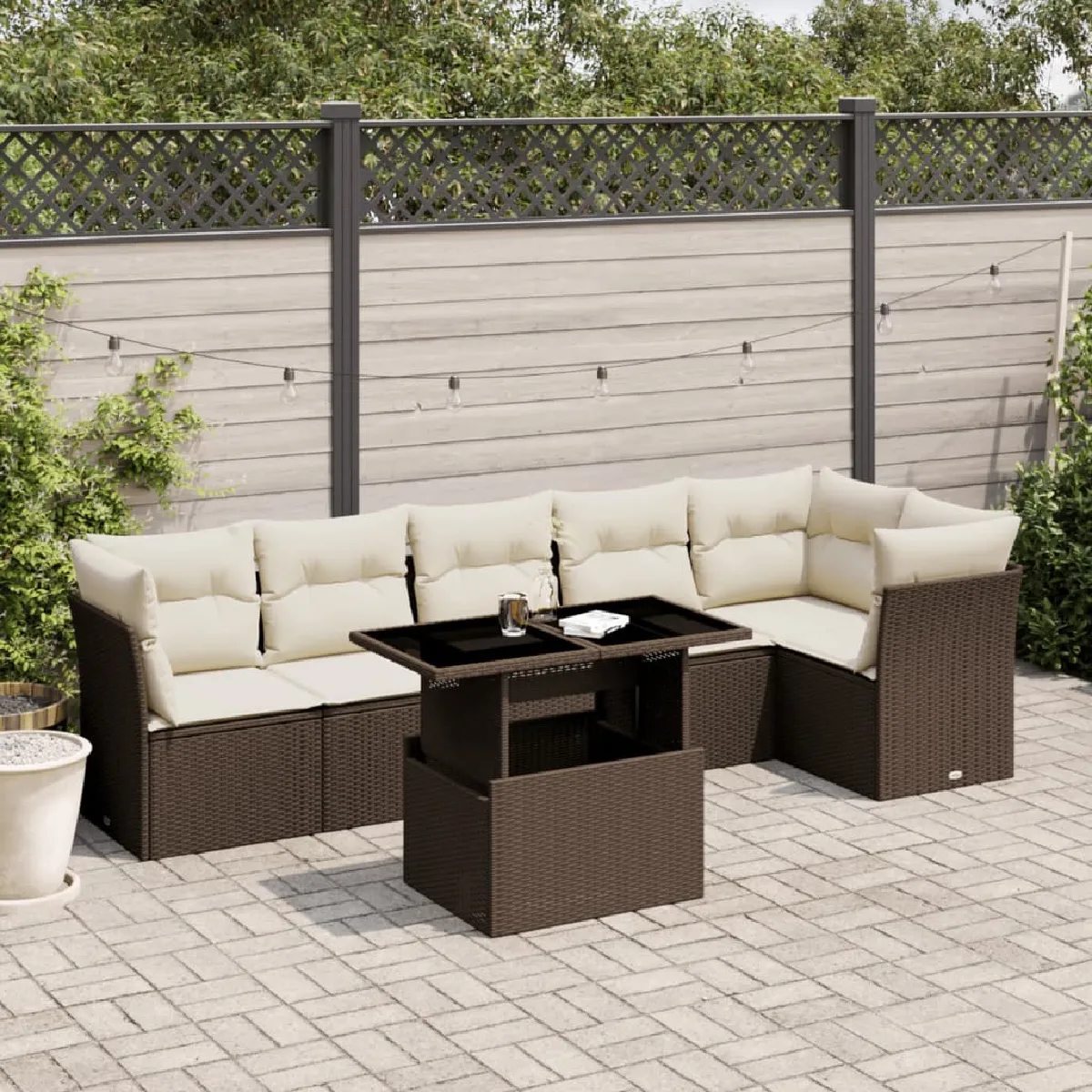 VIDAXL - Salon de Jardin Modulable - Rotin - Marron - 7 Pièces - 62 x 62 x 69 cm - Image 3