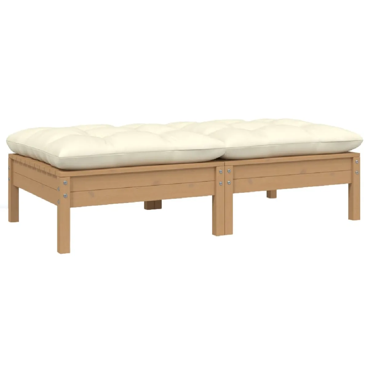 vidaXL Bois de Pin Solide Canapé 2 Places de Jardin et Coussins Canapé d'Extérieur Meuble de Terrasse Meuble d'Extérieur 806661 - vue 2