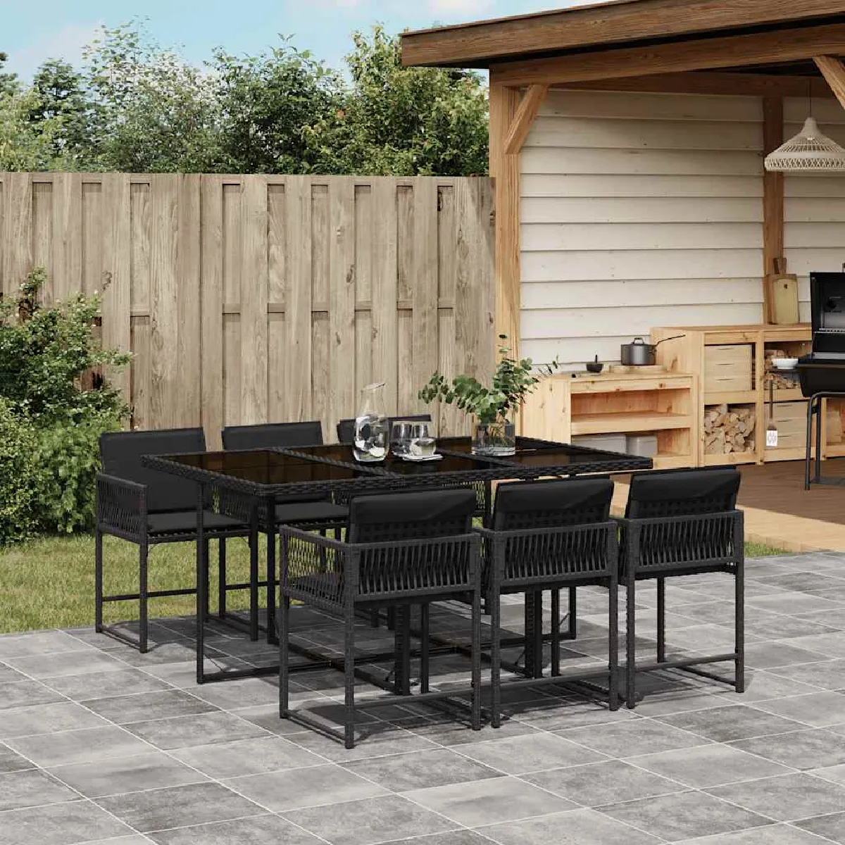 vidaXL Ensemble à manger de jardin et coussins 13 pcs 3277893 - vue 2