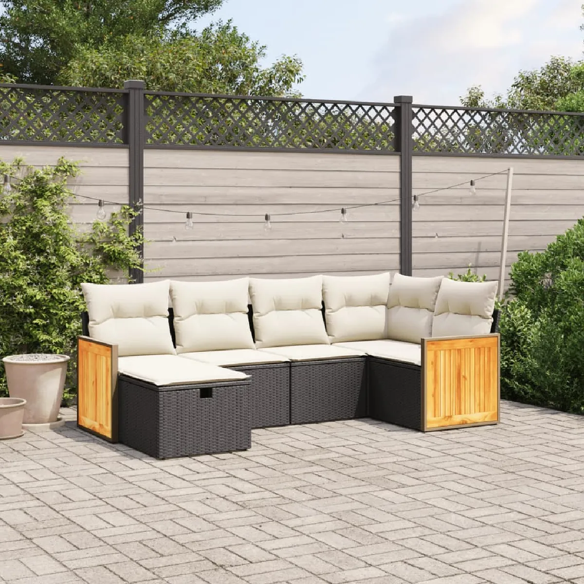 Vidaxl Noir Salon De Jardin 6 Pcs