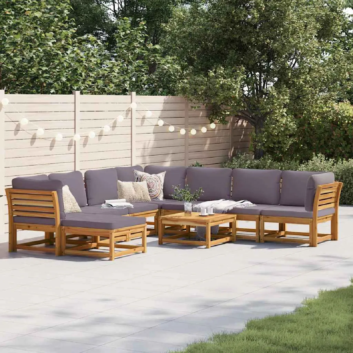 vidaXL Salon de jardin 9 pcs Bois d'acacia