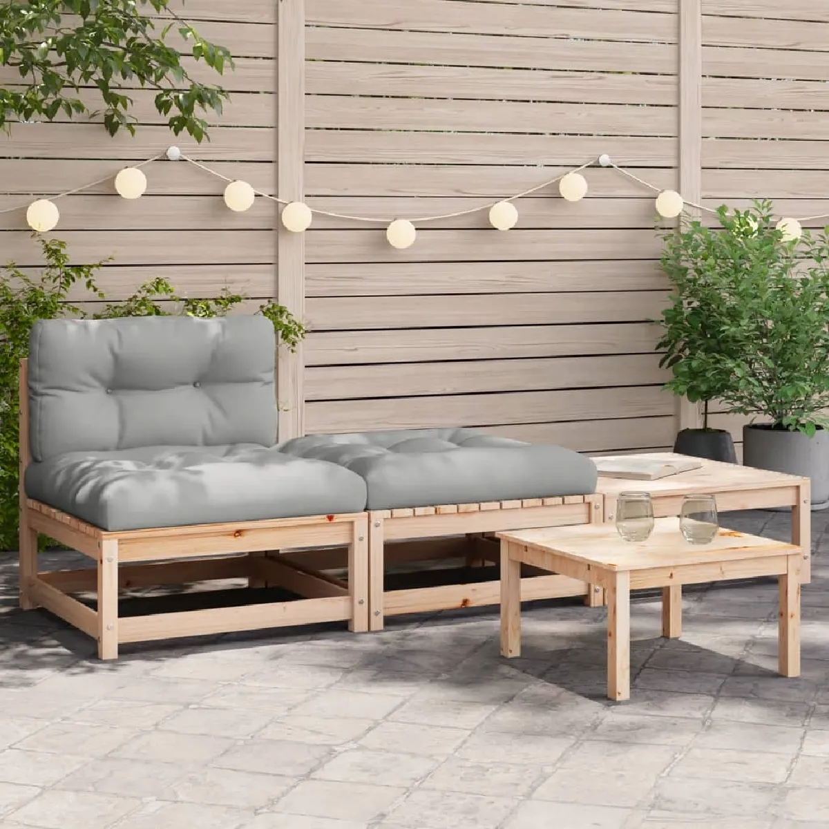 VIDAXL Canapé de jardin Bois de pin sans accoudoirs avec repose pieds