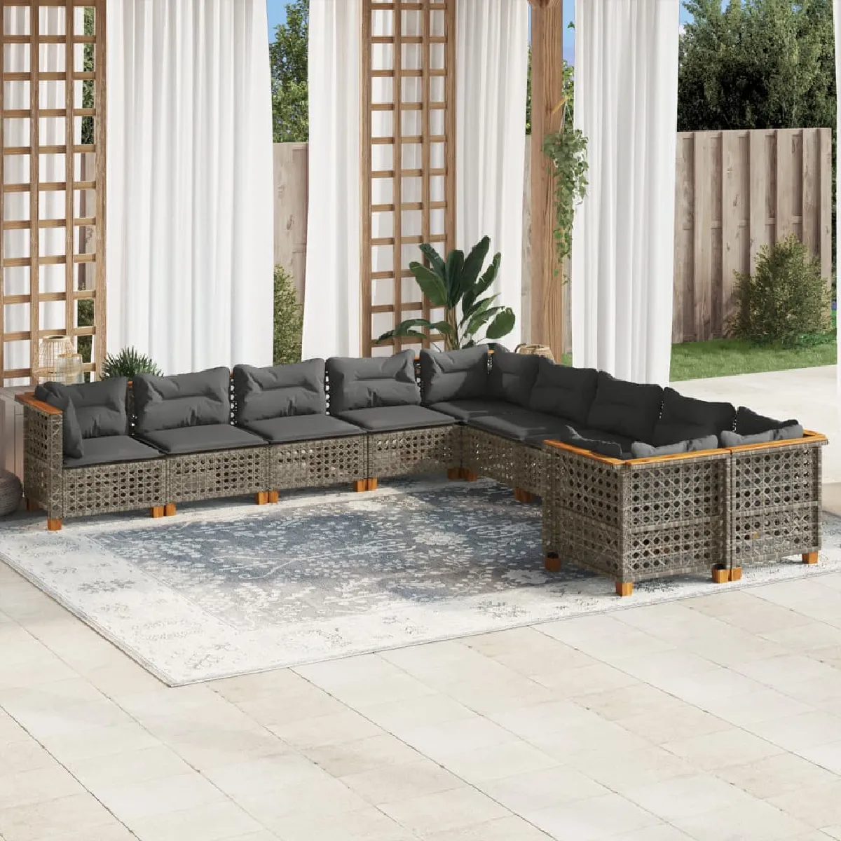 Vidaxl Salon de jardin 10 pcs avec coussins - vue 8