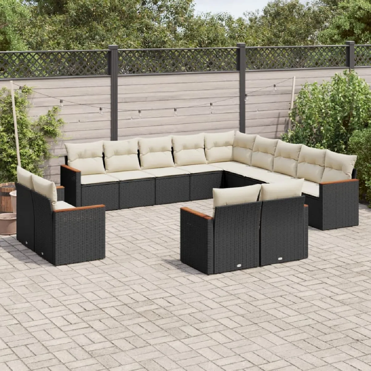 vidaXL Salon de jardin 13 pcs Noir Résine tressée