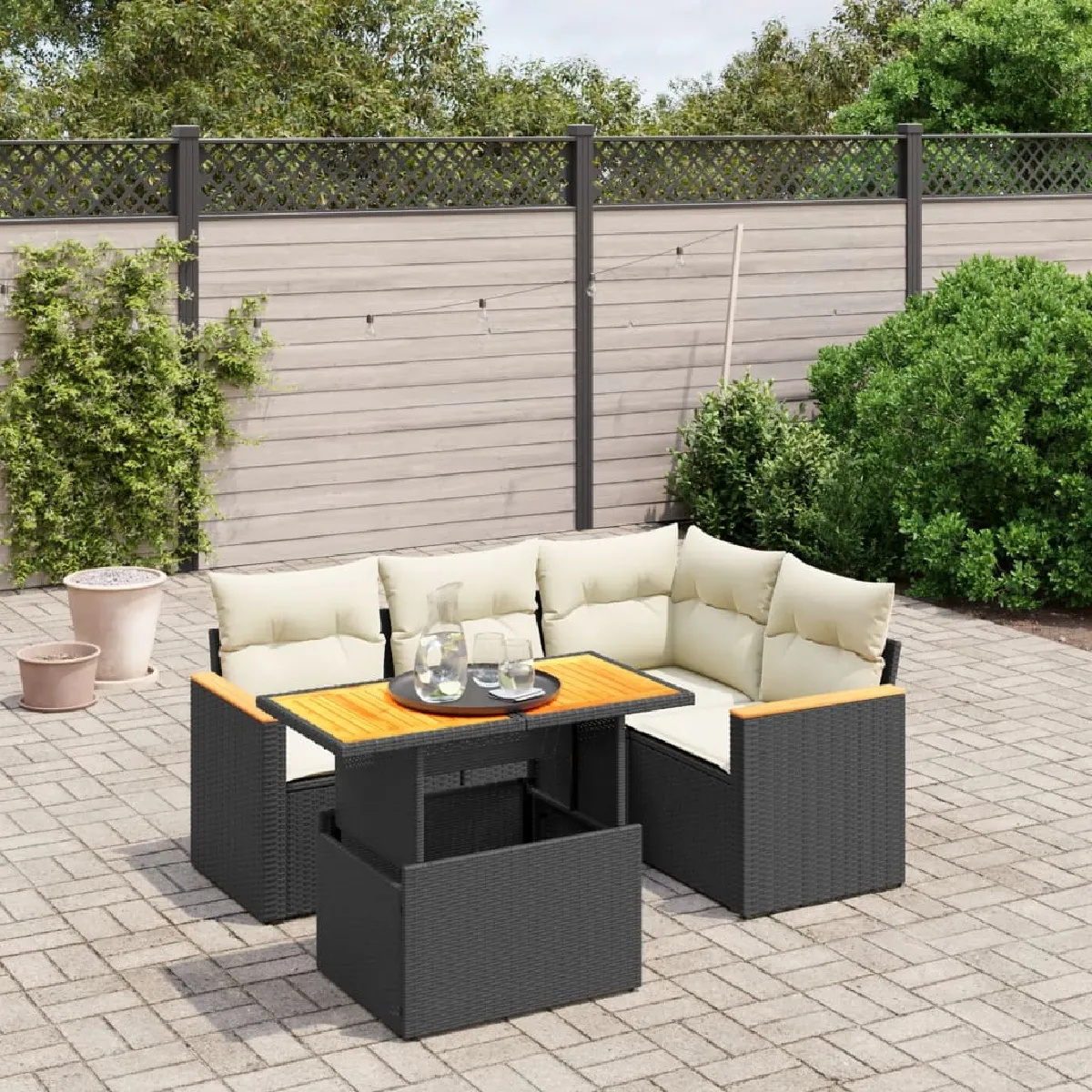 VIDA Salon de jardin avec coussins 5 pcs - vue 2