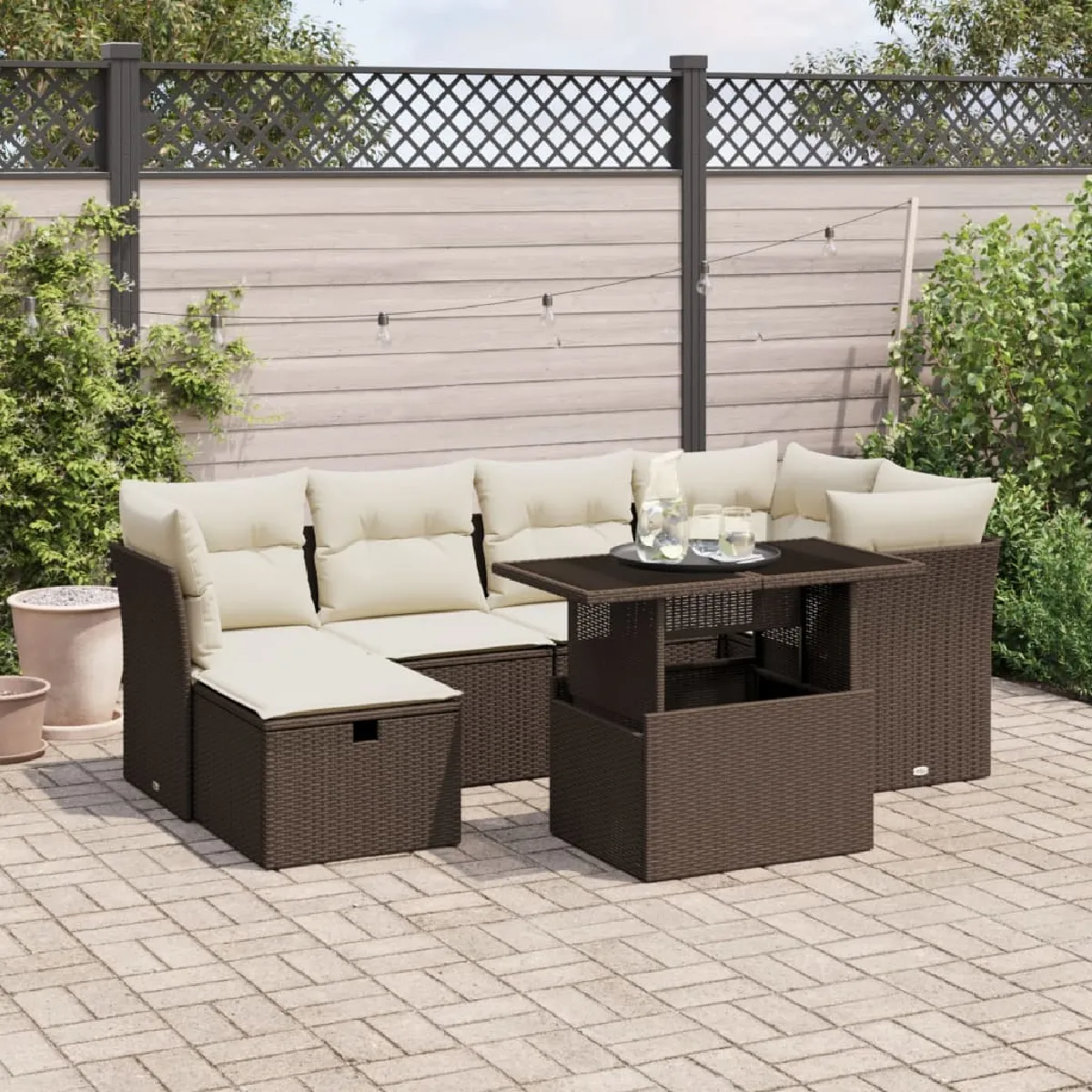 Salon de jardin VIDAXL 7 pcs résine tressée - vue 9